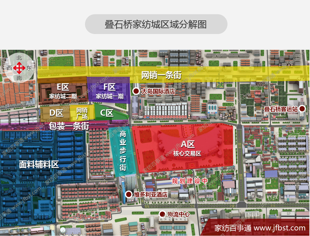 疊石橋家紡城區(qū)域分解圖